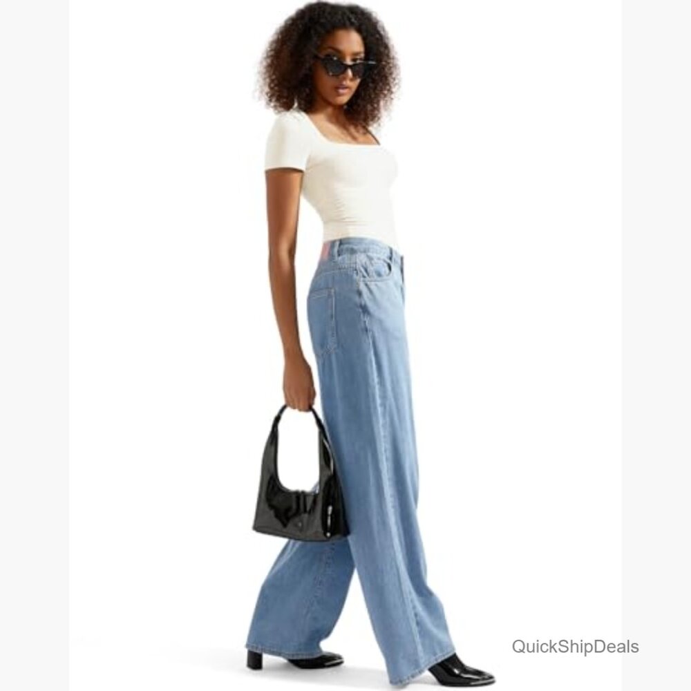 Double Lined Fitted Basic Tee Square Neck Short S… - image 6